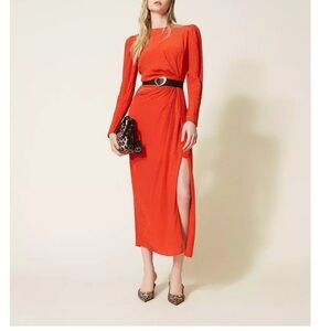 Twin-Set Vibrant Orange Long Sleeve Dress